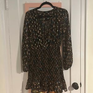 Anthropologie Aakaa Print Long Sleeve Smock DressS